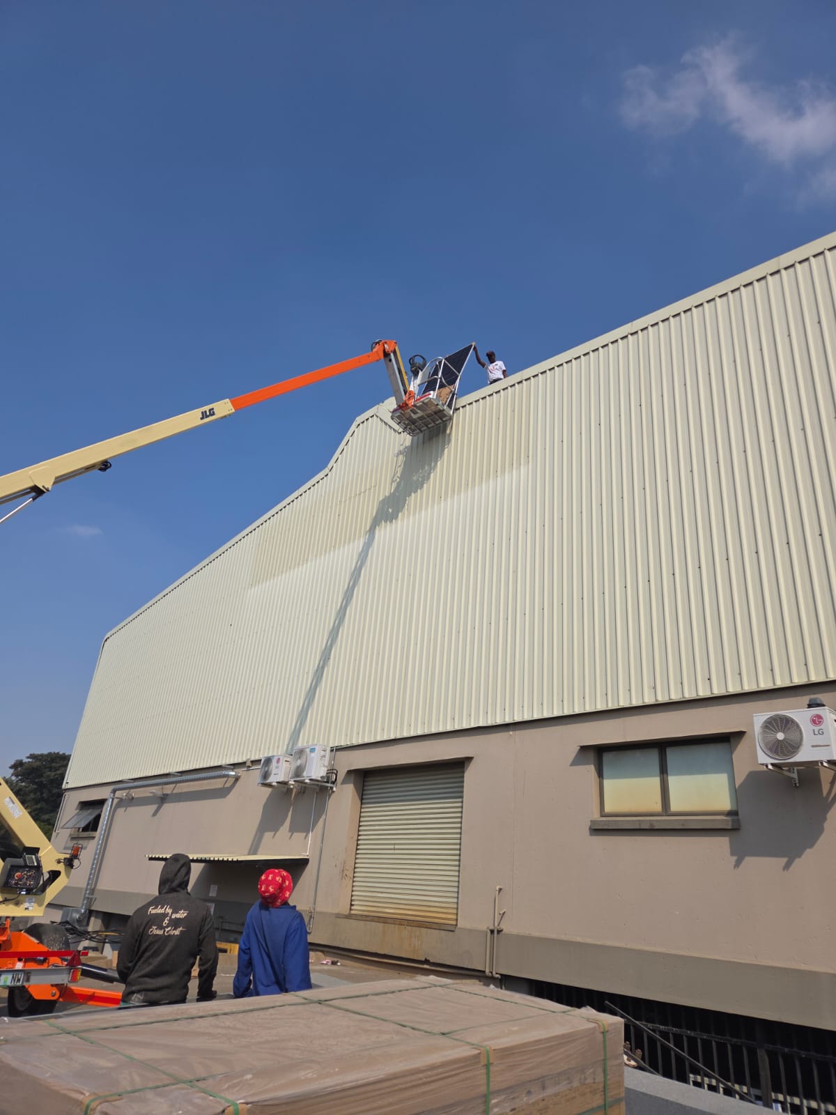 Solar panels on large commercial roof